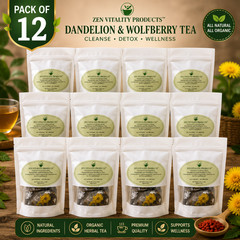 Zen Vitality Dandelion & Wolfberry Herbal Tea Pack of 12 Organic Tea Bags