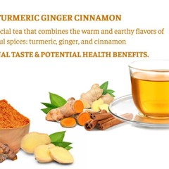 60Bags Turmeric Ginger Cinnamon Tea No Additive Support Brain Weight Sleep-Skin