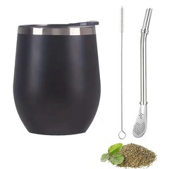3pcs Stainless Steel Yerba Mate Cup Set: 350ML Gourd, Bombillas & Brush