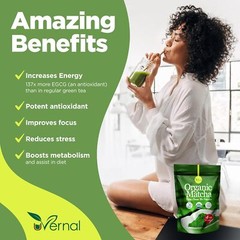 uVernal Organic Matcha Green Tea Powder 4oz – Pure Matcha for Lattes & Smoothies