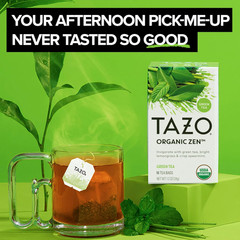 TAZO Organic Zen Green Tea, Caffeinated Tea with Refreshing Lemongrass & Spearmi