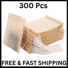 Empty Tea Bags – 300 Pcs Disposable Drawstring Unbleached Filter Bags for Loose