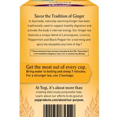 Yogi Tea – Ginger Tea (4 Pack) – Caffeine Free – 64 Organic Herbal Tea Bags