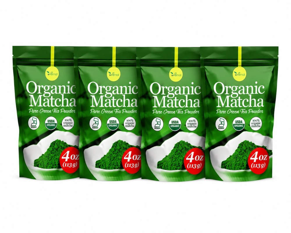 Organic Matcha Green Tea Powder 4oz (Pack of 4) Perfect for Drinks and Culinary