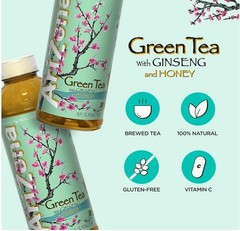 Arizona Green Tea with Ginseng and Honey, 16 Fl Oz (Pack of 12)