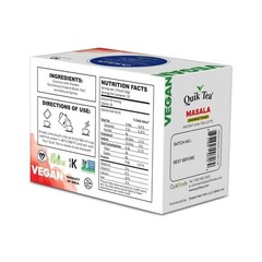 QuikTea Instant Unsweetened Vegan Masala Chai Tea Latte – 10 Count, classic l…