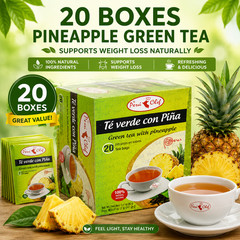 Pineapple Green Tea 20 Boxes Pack | 400 Total Tea Bags | Natural Green Tea with