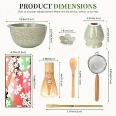Matcha Whisk Set, Japanese Tea Ceremony Utensils (8 PCS) with Matcha Bowl wit…