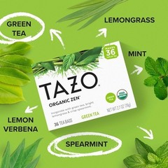 TAZO Organic Zen Green Tea, 144 Bags ,36 ct, Pack of 4.