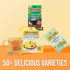 NEW Twinings Lemon & ginger herbal Tea Bags, Caffeine Free, 50 Count Box