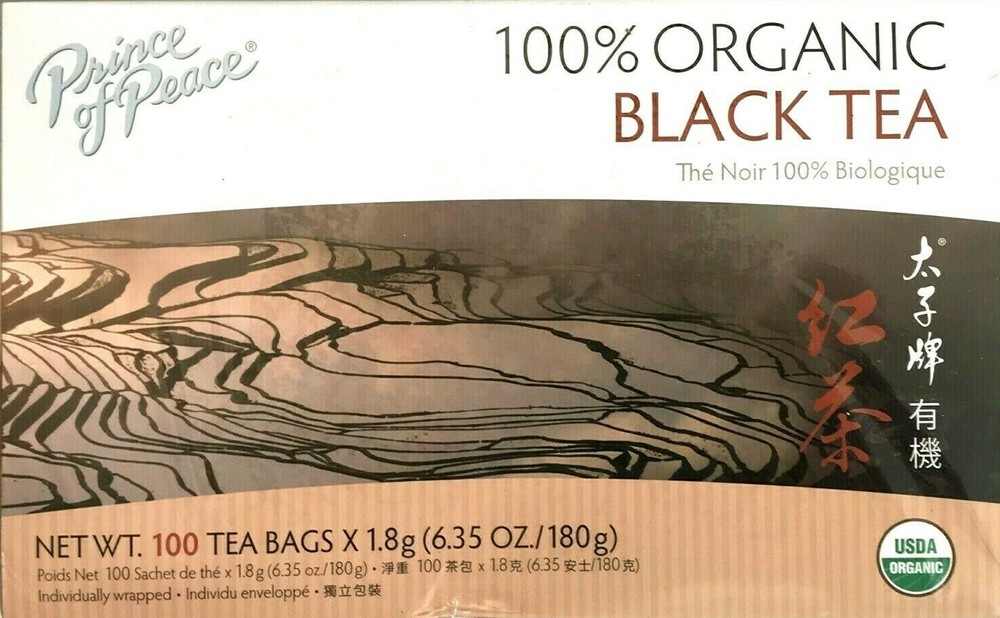 1 Box, Prince of Peace 100% Organic Black Tea, 6.35 Oz / 180g – 100 Tea Bags