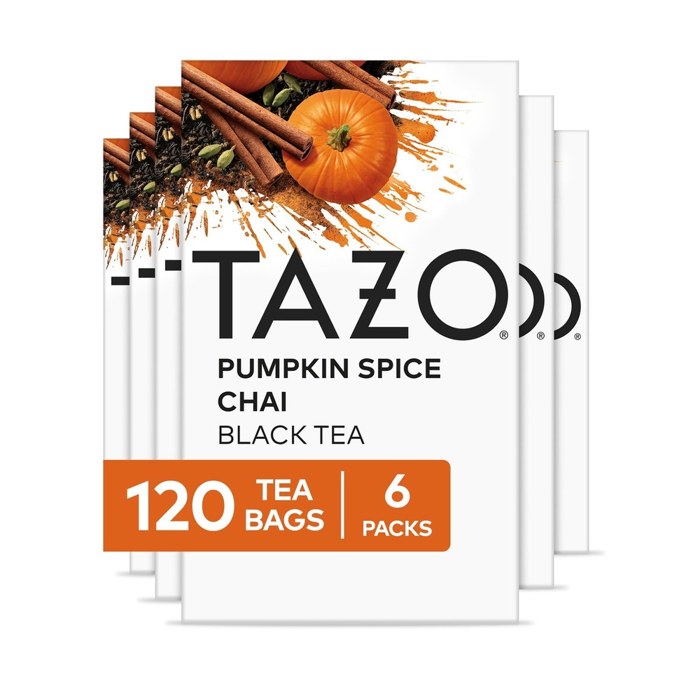 Pumpkin Spice Chai Tea Bags, Black Tea, Holiday Gift For Tea Lovers, 20ct (6pk)