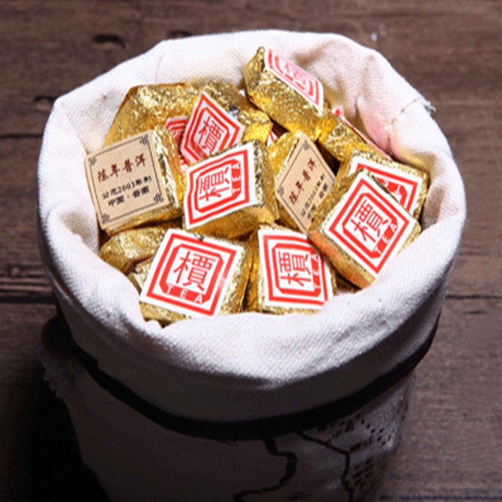 1Pc/Cup Mini Brick Tea Ripe Puerh Tea Yunnan Bulk Bohai Square Puer Tea 50g-500g