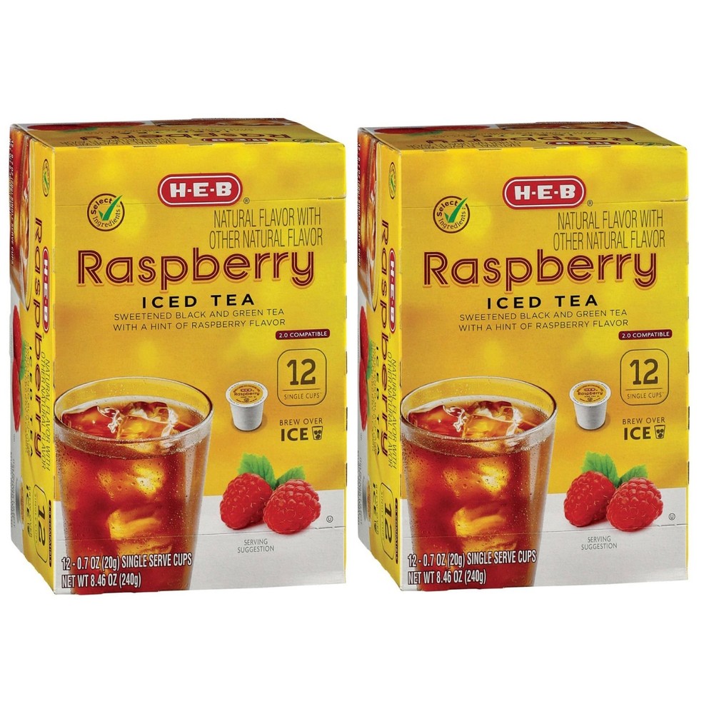HEB Raspberry Iced Tea 2x Pack of 12 Single Cups Single Serve K-cup