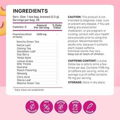 LULUTOX Detox Tea Peach Herbal Blend Dandelion Ginseng Ginger 3 Packs 84 Bags