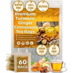 Turmeric Ginger Cinnamon Tea 60/120 Bags Vegan No Sugar Caffeine Gluten Free Hot
