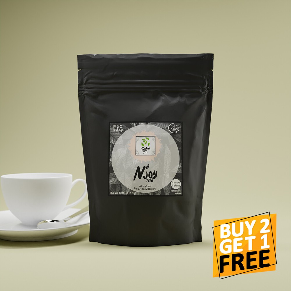 White Tea Bai Mu Dan Tea 30 Bags 100% Natural Premium Tea Resealable Pouch