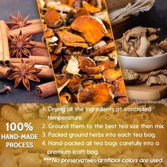 Turmeric Ginger Cinnamon Tea 60/120 Bags Vegan No Sugar Caffeine Gluten Free Hot