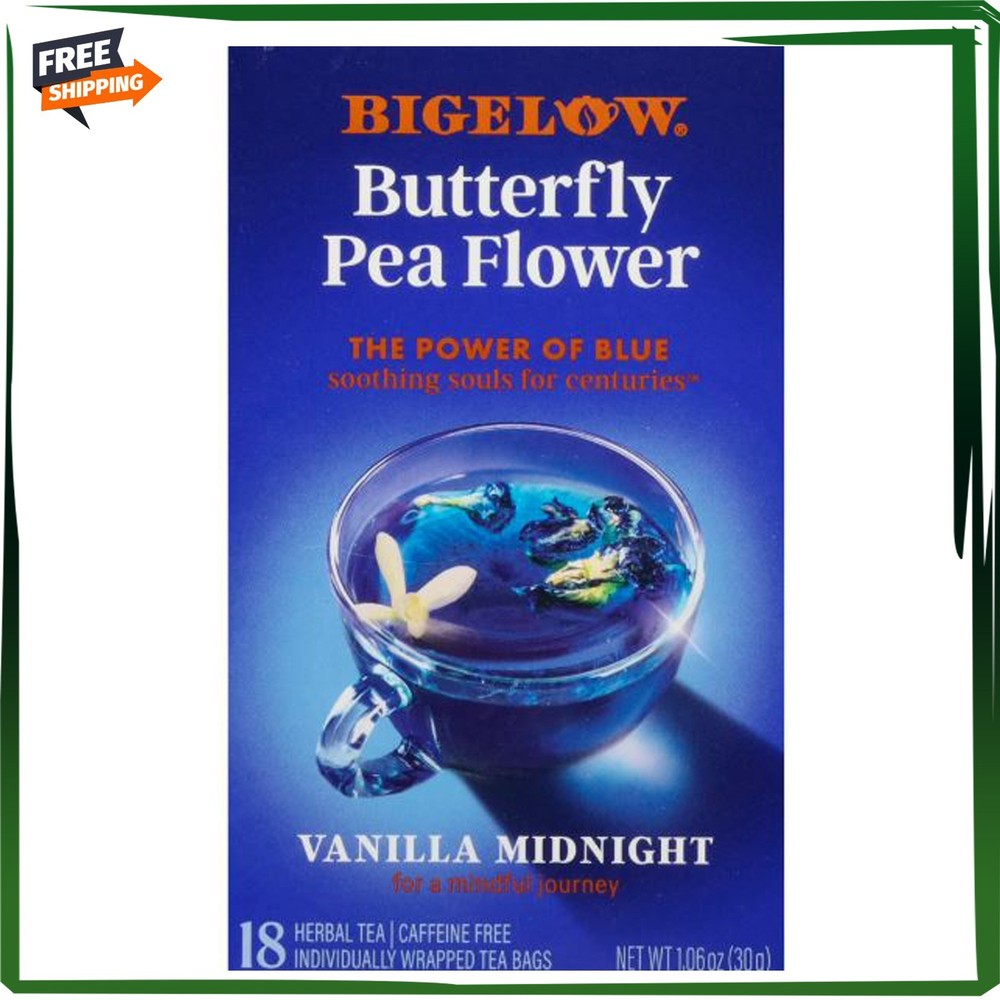 Bigelow Butterfly Pea Flower Sapphire Bay, Herbal Tea, Tea Bags, 18 Count