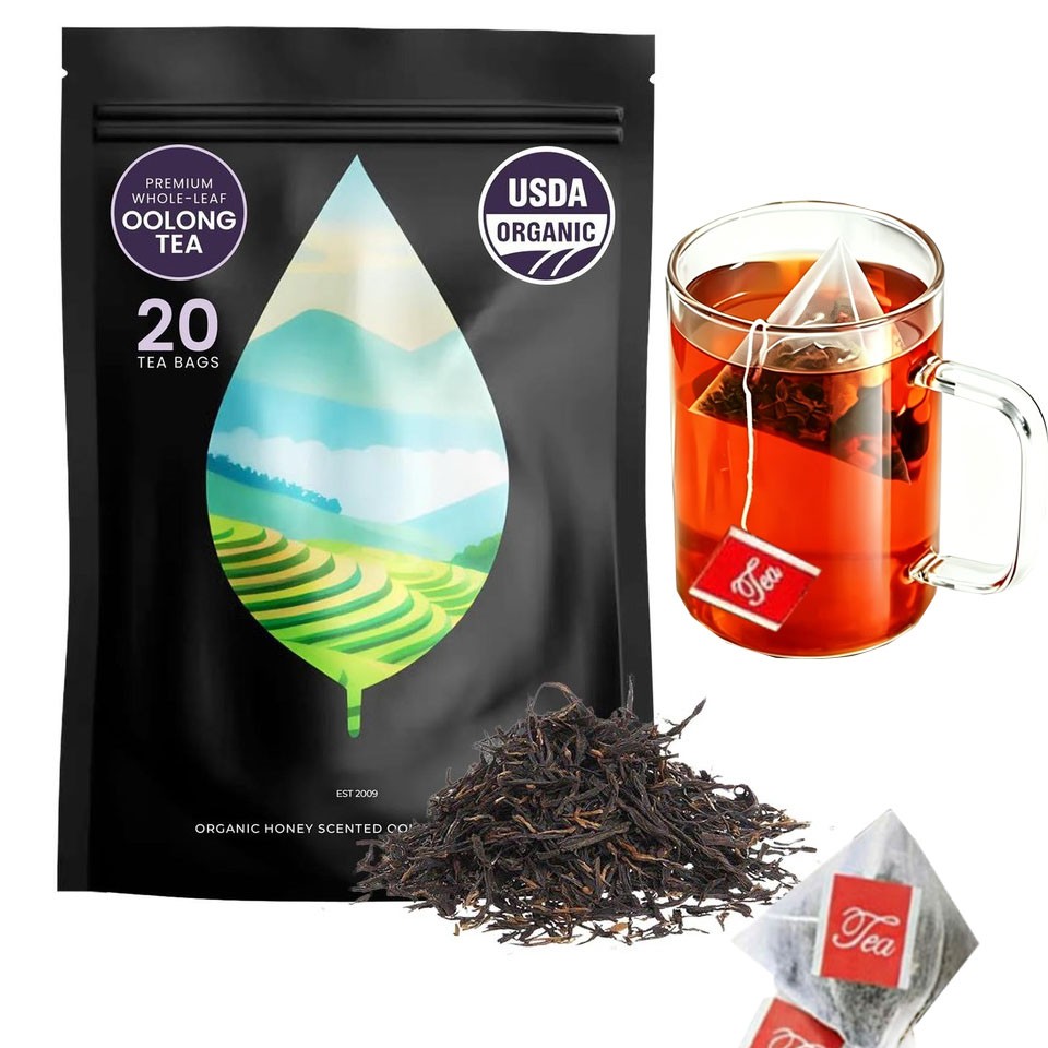 PiPi Tea Organic Oolong Tea Bags – Whole Leaf, (4g Each) – Cortisol & Ca