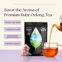 PiPi Tea Organic Oolong Bags – Whole Leaf, 20 (4g Each) 20