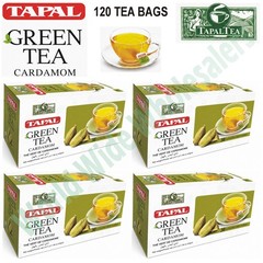 TAPAL Organic Green Tea, Cardamom Flavor – 4 Pack – Total 120 Tea Bags – Premium