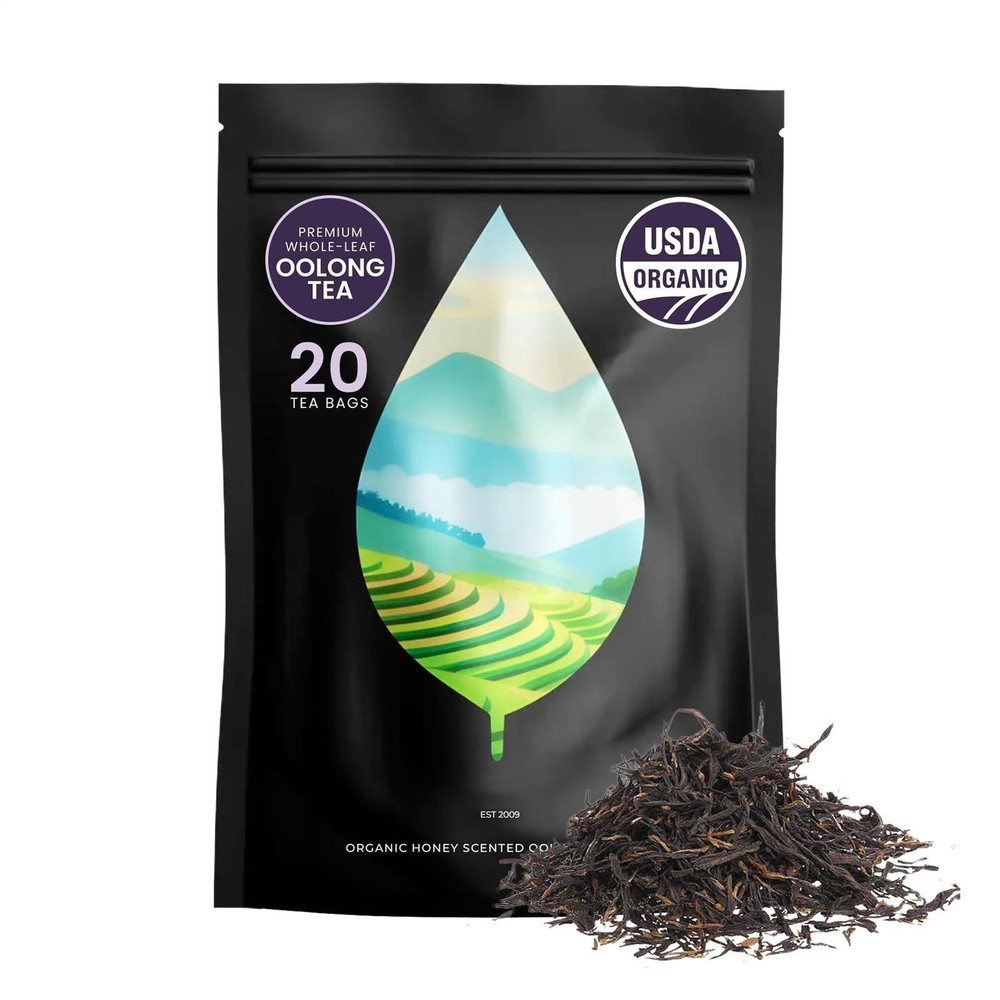 PiPi Tea Organic Oolong Tea Bags – Whole Leaf, 20 Bags (4g Each) – Cortisol