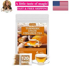 120 Turmeric, Ginger, Cinnamon Blend Tea Bags, 100% Natural & No Additives &…