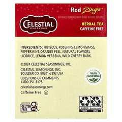 Herbal Tea, Red Zinger®, Caffeine Free, 20 Tea Bags, 1.7 oz (49 g)