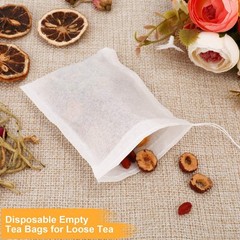100PCS Disposable Tea Filter Bags Drawstring Loose Leaf Tea Infuser 1 Cup SizeX0