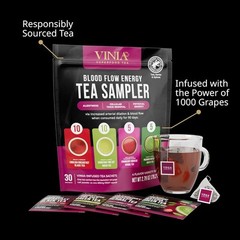 VINIA Tea Sampler, 4 Flavor Variety Pack. Made with organic Teas