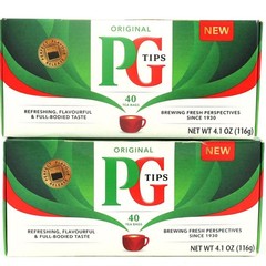 PG Tips Black Tea, Non-Pyramid Tea Bags, 40 Count, Best By: 11/2025, (2 Boxes)
