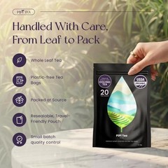 PiPi Tea Organic Oolong Tea Bags–Whole Leaf, 20 Bags(4g Each)–Cortisol & Calming