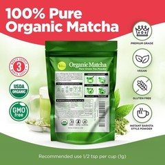 uVernal Organic Matcha Green Tea Powder – 100% Pure Matcha for Latte & Baking