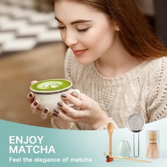 Matcha Whisk Set: Matcha Set with Bamboo Matcha Whisk and Ceramic Holder,Bamb…