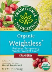 Traditional Medicinals Organic Weightless Cranberry Herbal Tea 16 Bags x 3 pack