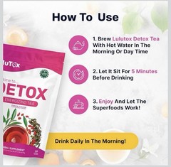 LuluTox Detox Energizing Tea Peach Flavor Bagged Herbal Supplement 28 Bags