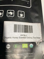 PIPI TEA Organic Honey Scented Oolong Tea Bags, 60g (20 Count)
