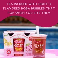 Joyba Strawberry lemonade green Tea bubble tea, 12 fl oz Cup (Pack of 4)……..