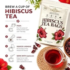 Hibiscus Tea Bags 100 Count – 100% Pure Natural Dried Hibiscus Flowers US
