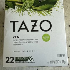 Tazo Zen Green Tea Keurig K-Cup Tea Pods 22 Count Exp Oct 2027 Lemongrass Mint