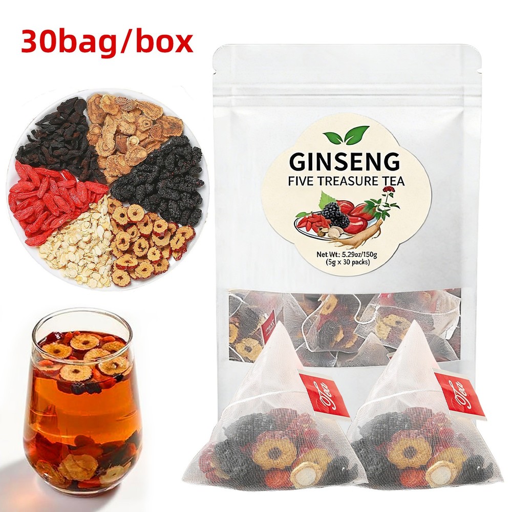30/60 Packs Ginseng Six Treasure Tea Bags – Red Date Kidney Health Herbal Tea US