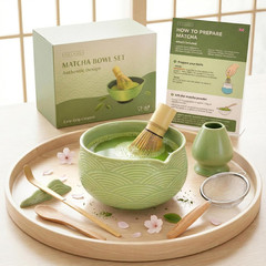 Matcha Kit Whisk Set (7 Pcs) – Complete Matcha Set, Matcha Bowl with with Bowl,