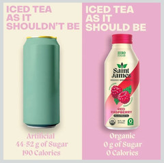 Iced Black Tea Organic Saint James Non-GMO, Gluten Free, Zero Calorie (11 Btls)