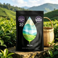 PiPi Tea Organic Oolong Tea Bags – Whole Leaf, 20 Bags (4g Each) – Cortisol &Ca1
