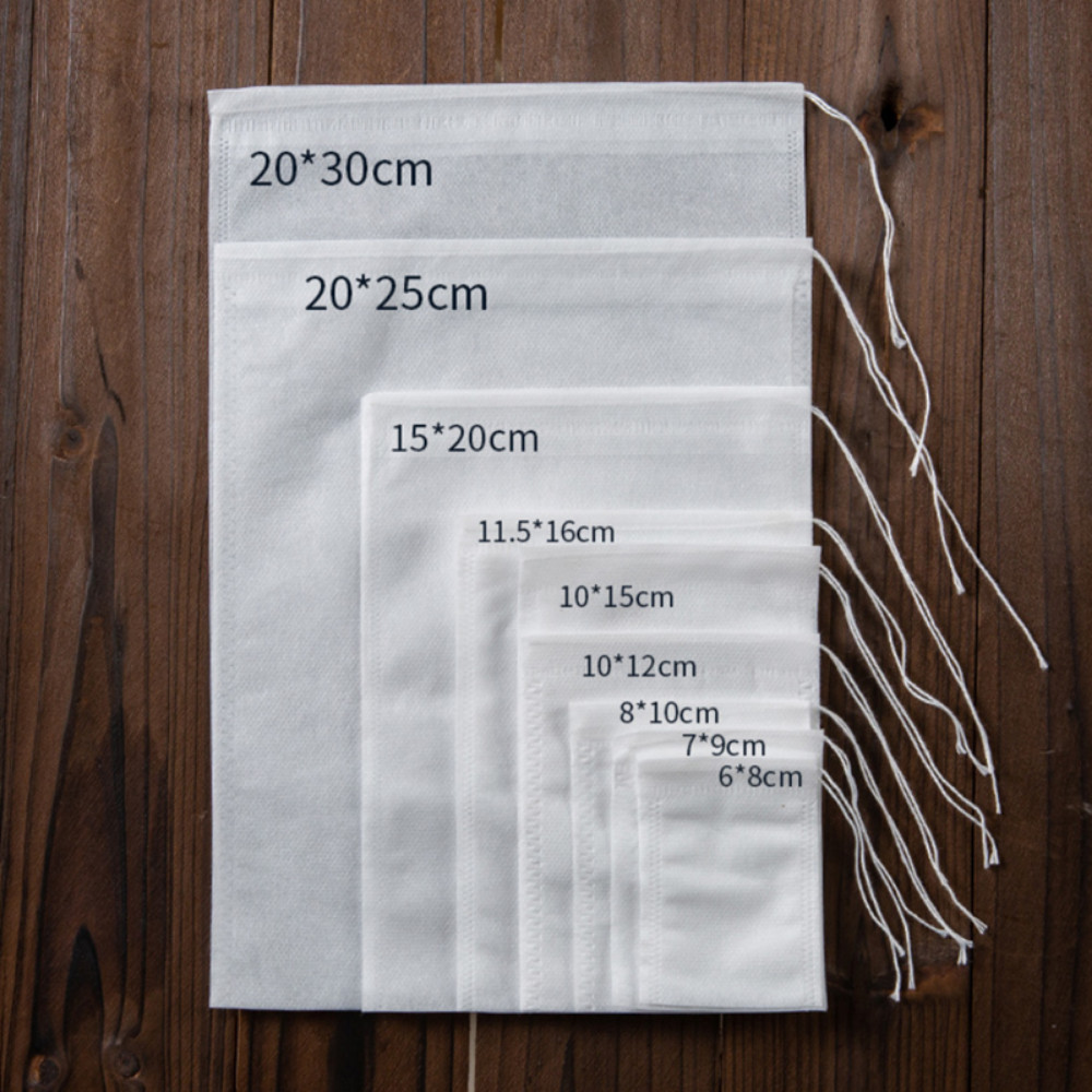 Disposable White Non-Woven EMPTY Tea Bags Drawstring Filter Bags for Spices LOT