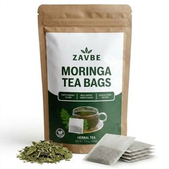 100 Moringa Tea Bags – Pure Moringa Herbal Tea | Caffeine-Free Non-GMO – ZAVBE