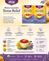Yogi Honey Lavender Stress Relief Chamomile Herbal Tea 32 Bags (2 Boxes) Organic
