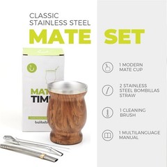 Stainless Steel Double-Wall Mate Cup And Bombilla Set – Yerba Mate set Includ…
