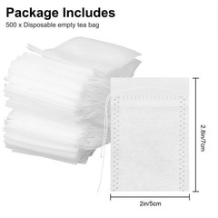 500pcs Disposable Empty Tea Bag Drawstring Seal Teabags Loose Leaf Tea Filters